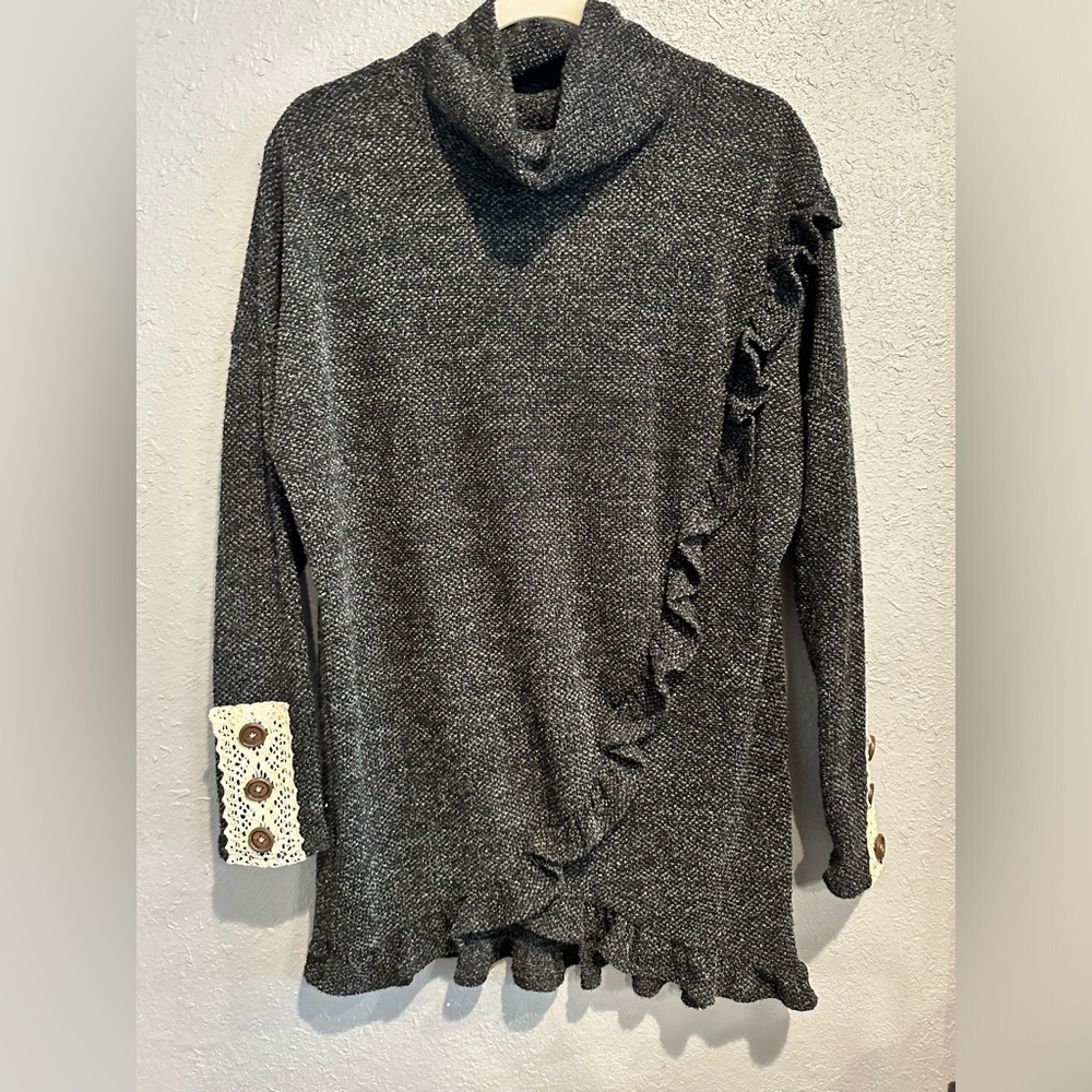 Acting Pro Grey Ruffle Sweater